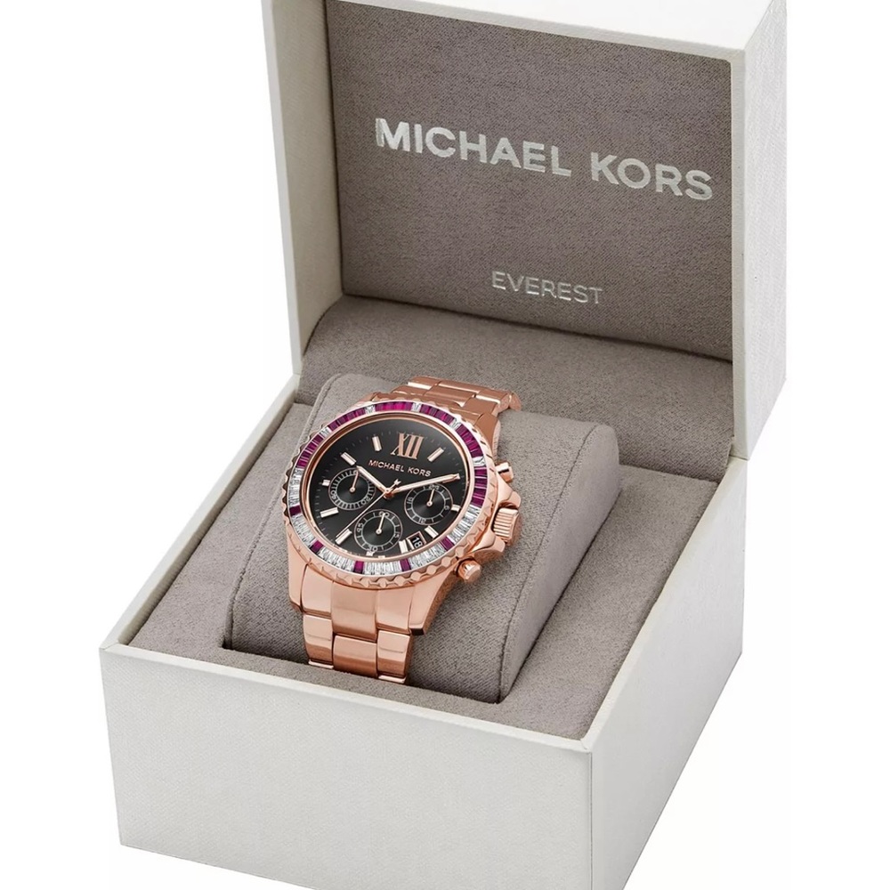 Michael Kors Everest Chronograph Quartz Crystal Black Dial Ladies Watch MK6972.
